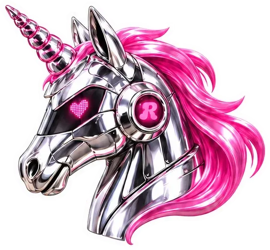Pink robot unicorn head