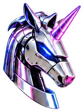 Chrome robot unicorn head