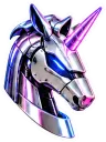 Chrome robot unicorn head