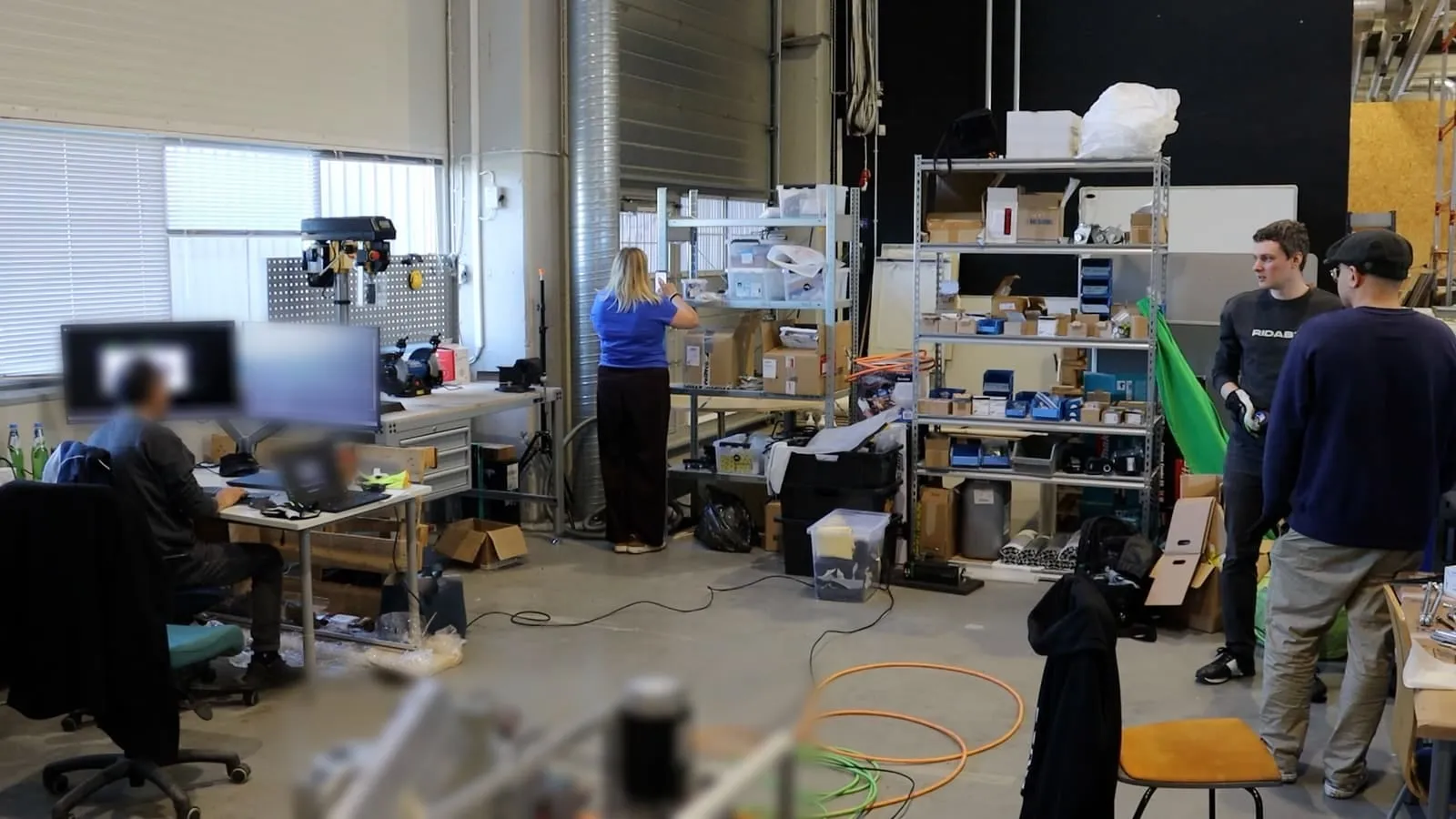 The workshop with the rig and control screens